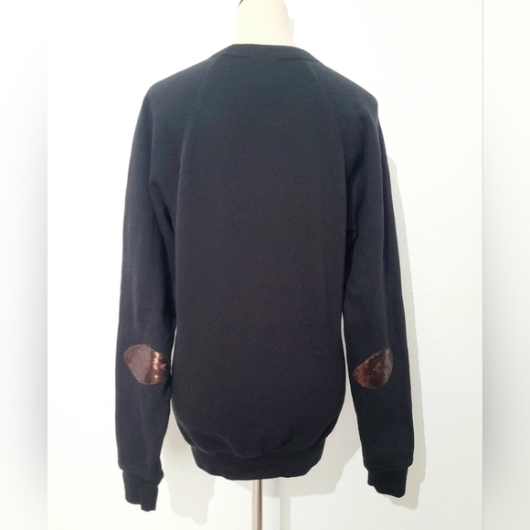 Love Bambi Black "Game Day" Sweatshirt Size Large Elbow Patch Football Sequin - Picture 5 of 10